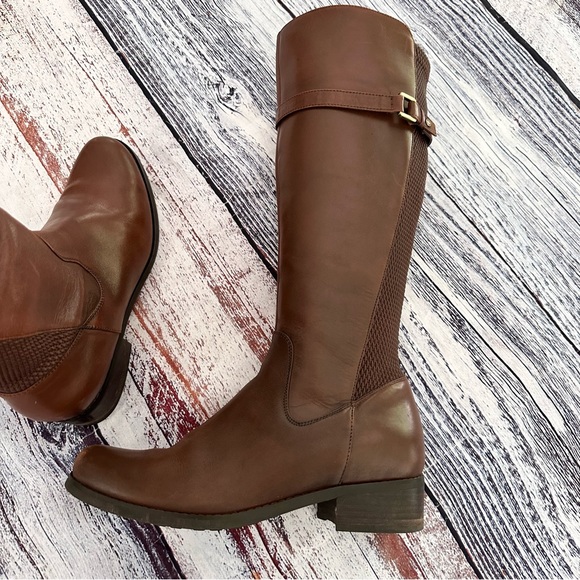 Blondo Viva Tall Leather Riding Boots Butterscotch Brown Waterproof - Picture 2 of 10